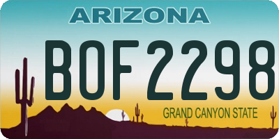 AZ license plate BOF2298