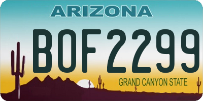 AZ license plate BOF2299