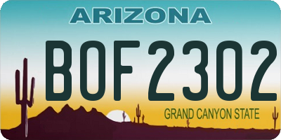 AZ license plate BOF2302