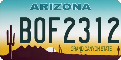 AZ license plate BOF2312