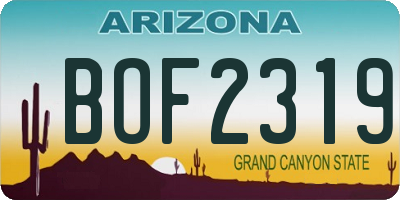AZ license plate BOF2319