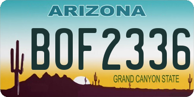 AZ license plate BOF2336