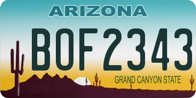 AZ license plate BOF2343