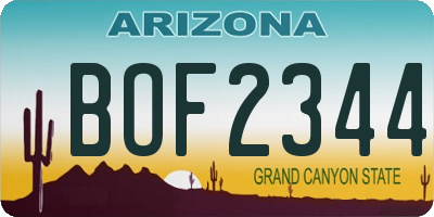 AZ license plate BOF2344