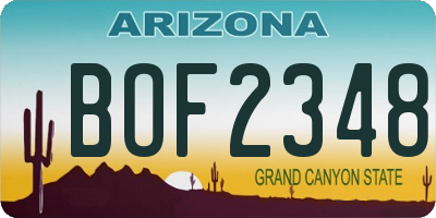 AZ license plate BOF2348