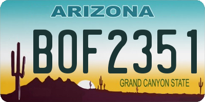 AZ license plate BOF2351