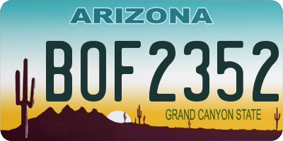 AZ license plate BOF2352