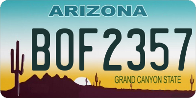 AZ license plate BOF2357