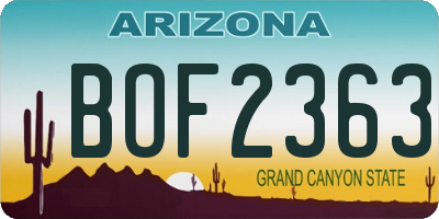 AZ license plate BOF2363