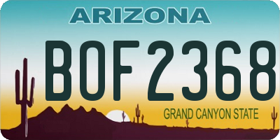 AZ license plate BOF2368