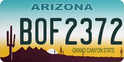 AZ license plate BOF2372