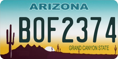 AZ license plate BOF2374