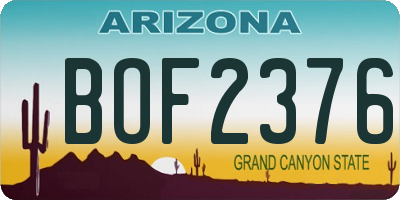 AZ license plate BOF2376