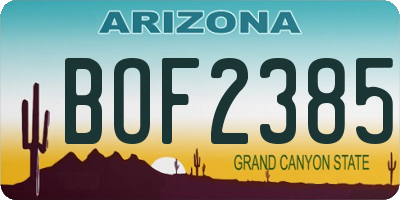 AZ license plate BOF2385