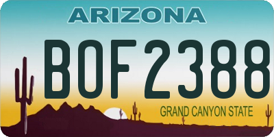 AZ license plate BOF2388