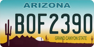 AZ license plate BOF2390