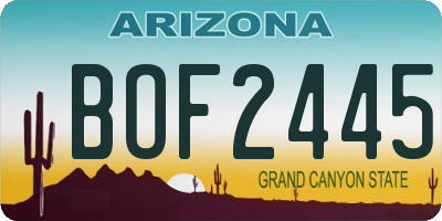 AZ license plate BOF2445