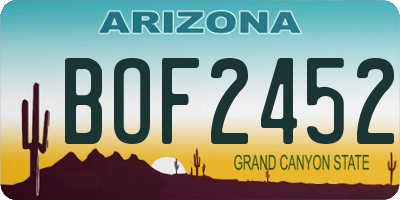 AZ license plate BOF2452