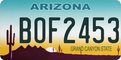 AZ license plate BOF2453