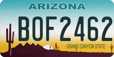 AZ license plate BOF2462