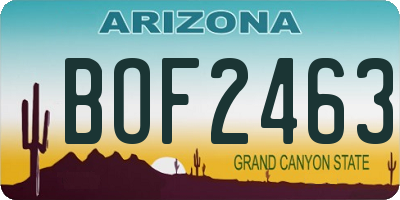 AZ license plate BOF2463