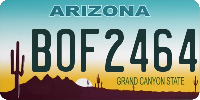 AZ license plate BOF2464
