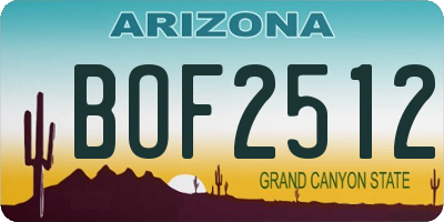 AZ license plate BOF2512