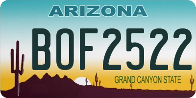 AZ license plate BOF2522