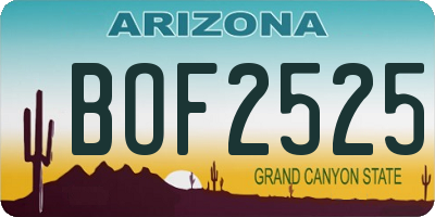 AZ license plate BOF2525