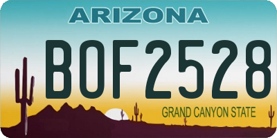 AZ license plate BOF2528