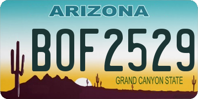 AZ license plate BOF2529