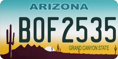 AZ license plate BOF2535
