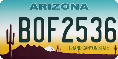 AZ license plate BOF2536