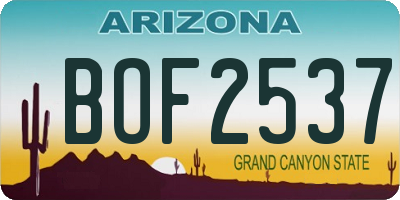 AZ license plate BOF2537