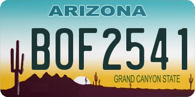AZ license plate BOF2541