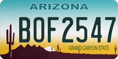 AZ license plate BOF2547