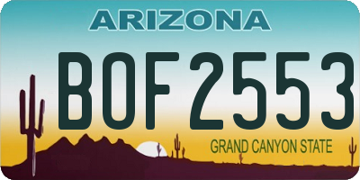 AZ license plate BOF2553