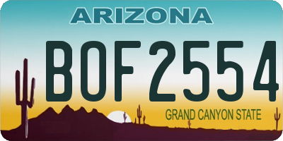 AZ license plate BOF2554
