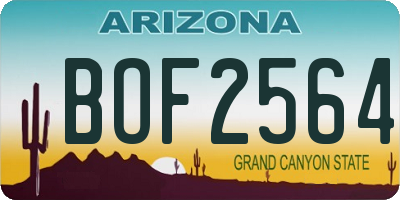 AZ license plate BOF2564
