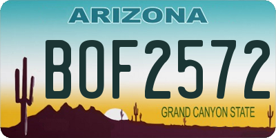 AZ license plate BOF2572