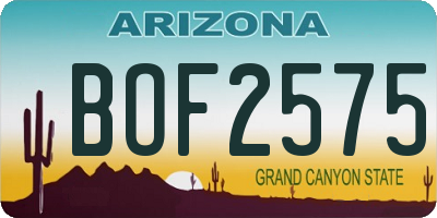AZ license plate BOF2575