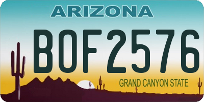 AZ license plate BOF2576
