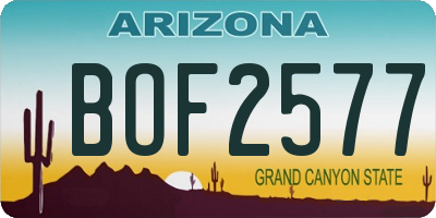AZ license plate BOF2577
