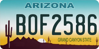 AZ license plate BOF2586