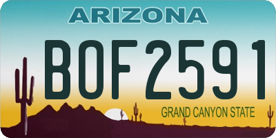 AZ license plate BOF2591