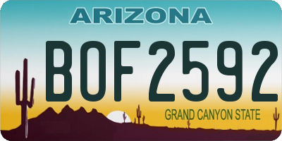 AZ license plate BOF2592