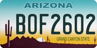 AZ license plate BOF2602