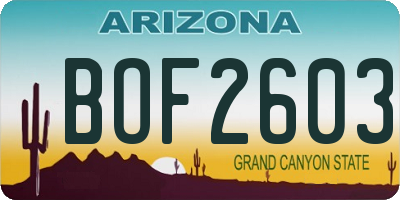 AZ license plate BOF2603