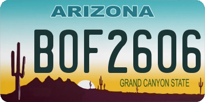 AZ license plate BOF2606