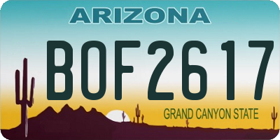 AZ license plate BOF2617
